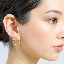 14K Gold Dipped Knot Open Ring Earrings
