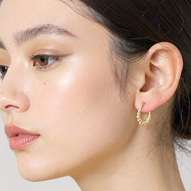 14K Gold Dipped Twisted Small Hoop Earrings