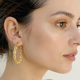 14K Gold Dipped Chain Link Hoop Earrings