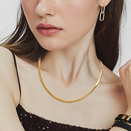 Gold Dipped Classic Herringbone Chain Necklace
