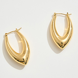 14K Gold Dipped Teardrop Pin Catch Hoop Earrings