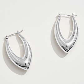 White Gold Dipped Teardrop Pin Catch Hoop Earrings