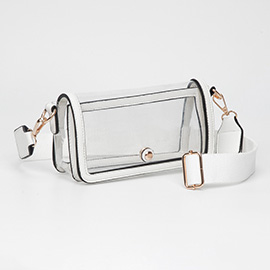 Transparent Rectangle Flap Crossbody Bag