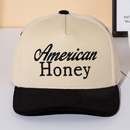 AMERICAB HONEY Message Embroidered Five Panel Canvas Snapback Baseball Cap
