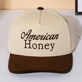 AMERICAB HONEY Message Embroidered Five Panel Canvas Snapback Baseball Cap