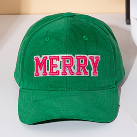 MERRY Message Embroidered Corduroy Baseball Cap