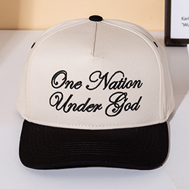 ONE NATION UNDER GOD Message Embroidered Five Panel Canvas Snapback Baseball Cap
