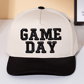 GAME DAY Message Embroidered Five Panel Canvas Snapback Baseball Cap
