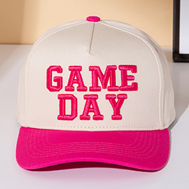 GAME DAY Message Embroidered Five Panel Canvas Snapback Baseball Cap