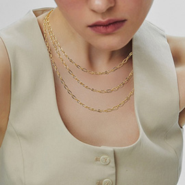 Gold Dipped Triple Layered Oval Link Chain Necklace