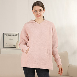 Cozy Solid Color Hooded Sweater with Pocket