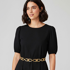 Textured Metal Double D Link Chain Waist Belt