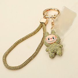 Bling Studded Monster Bunny Figure Phone Strap Keychain Bag Charm