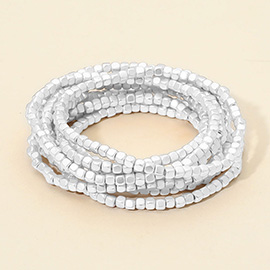9PCS - Metallic Beaded Stretch Multi Layered Bracelets