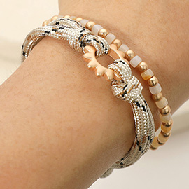 2PCS - Double Rope Beaded Stretch Bracelets