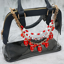 Football Charm Embellished GAME DAY Heishi Beaded Layered Bag Charm