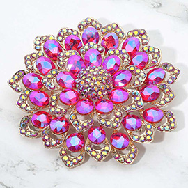 Glass Stone Embellished Flower Pin Brooch