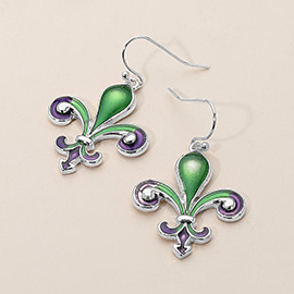 Mardi Gras Fleur de Lis Dangle Earrings