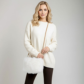 Solid Faux Fur Mini Handbag  Crossbody Bag