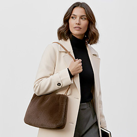 Solid Faux Fur Mini Handbag Shoulder Bag