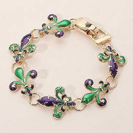 Enamel Fleur de Lis Link Magnetic Bracelet