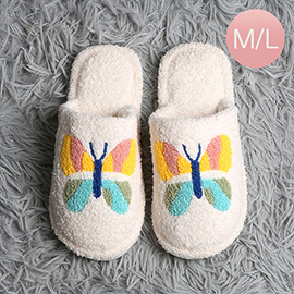 Cozy Butterfly Embroidered Indoor Floor Slippers
