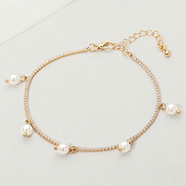 Pearl Charm Station Bracelet