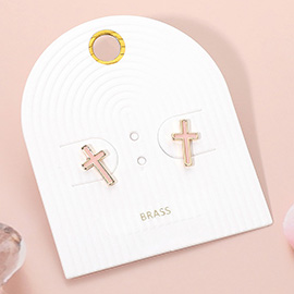Enamel Mini Cross Stud Earrings
