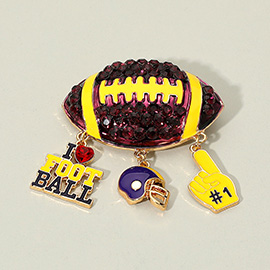 Bling Studded Football Pin Brooch