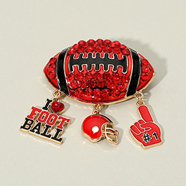 Bling Studded Football Pin Brooch