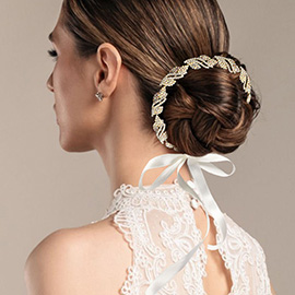 Rhinestone Paved Leaf Vine Wrap Headpiece