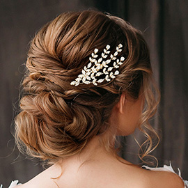 Marquise Teardrop CZ Stone Leaf Embellished Branch Hair Comb