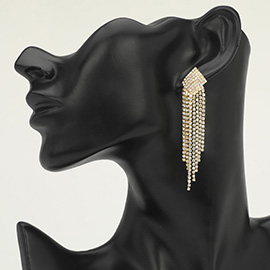 Long Rhinestone Fringe Tassel Evening Earrings