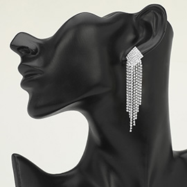Long Rhinestone Fringe Tassel Evening Earrings