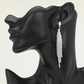 CZ Stone Tassel Drop Evening Earrings