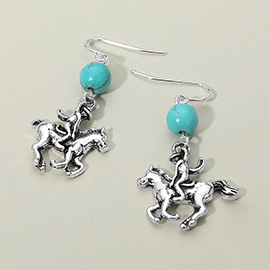 Western Metal Cowboy Rider Dangle Earrings