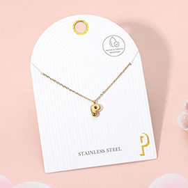 -P- Stainless Steel Monogram Pendant Necklace