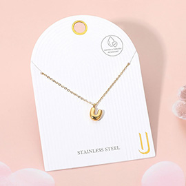 -U- Stainless Steel Monogram Pendant Necklace