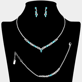 Marquise Stone Cluster Accent Rhinestone Paved Jewelry Set