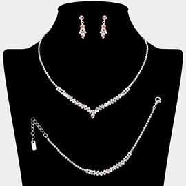 Marquise Stone Cluster Accent Rhinestone Paved Jewelry Set