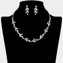 Marquise Stone Cluster Rhinestone Paved Vine Necklace