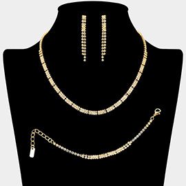 Rhinestone Paved Bar Link Jewelry Set