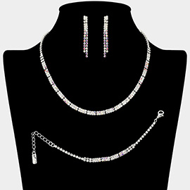 Rhinestone Paved Bar Link Jewelry Set