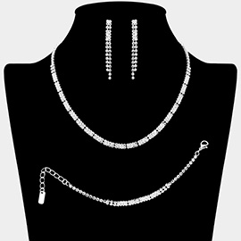 Rhinestone Paved Bar Link Jewelry Set