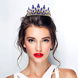 Marquise Stone Cluster Embellished Rhinestone Paved Crown Princess Tiara