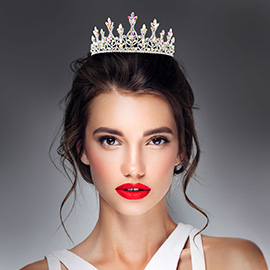 Marquise Stone Cluster Embellished Royal Crown Princess Tiara