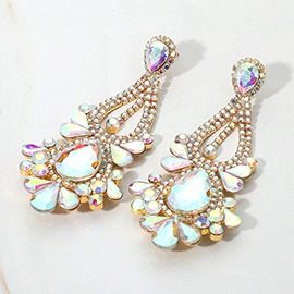 Teardrop Stone Cluster Statement Evening Earrings