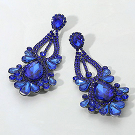Teardrop Stone Cluster Statement Evening Earrings