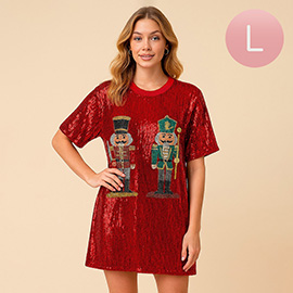 Sequin Nutcracker Holiday Long Party Shirt
