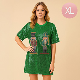 Sequin Nutcracker Holiday Long Party Shirt